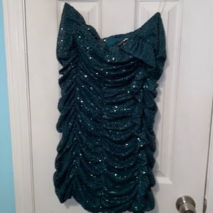 Fashion Nova All Night Sequin Mini Dress in Hunter Green. Size Xtra Large.